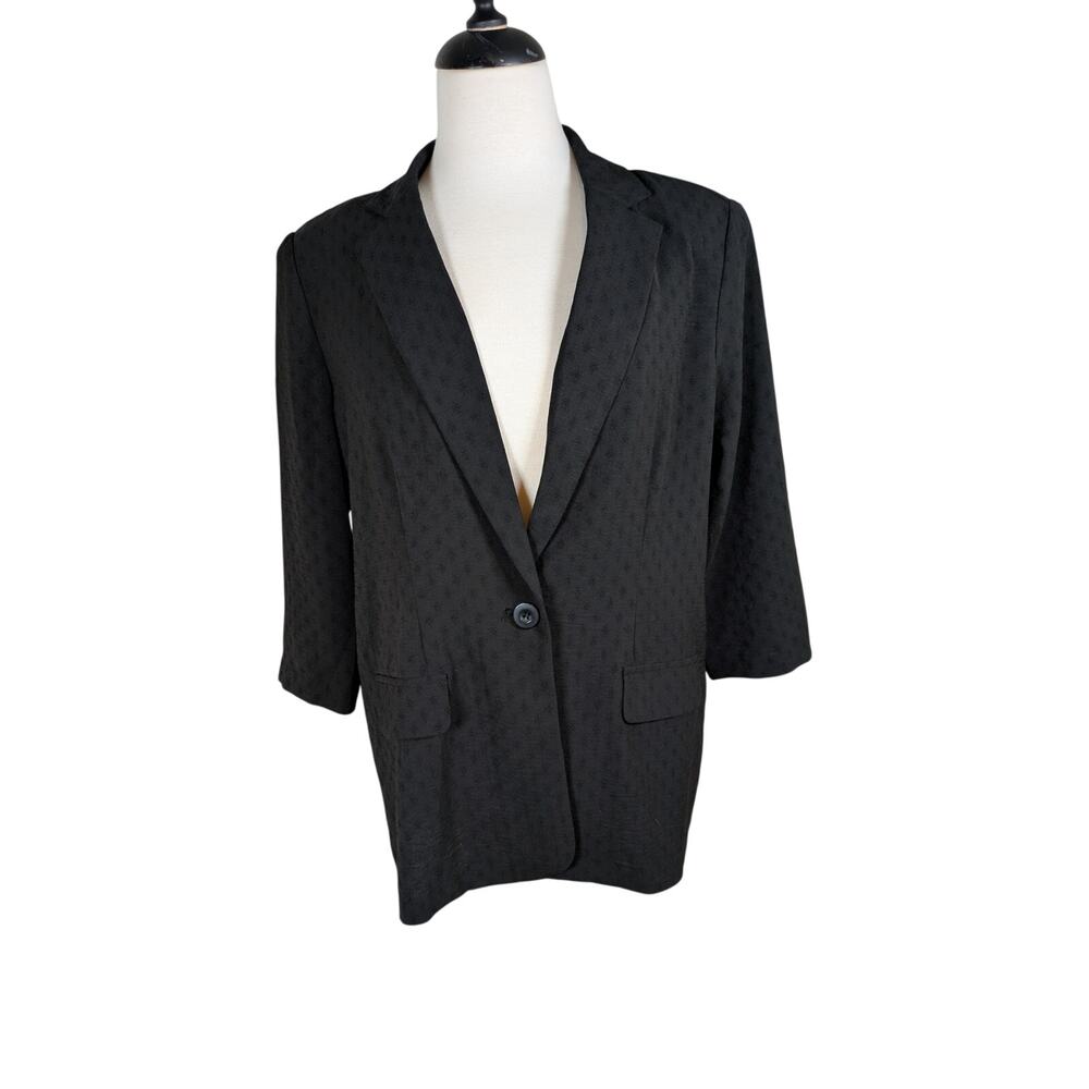 New York Clothing Co. Women's Medium Black Light Weight Blazer Jacket 3/4 Sleeve